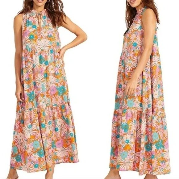 BB Dakota California Soul Floral Tiered Maxi Dress Revolve Size Large M - Picture 1 of 8